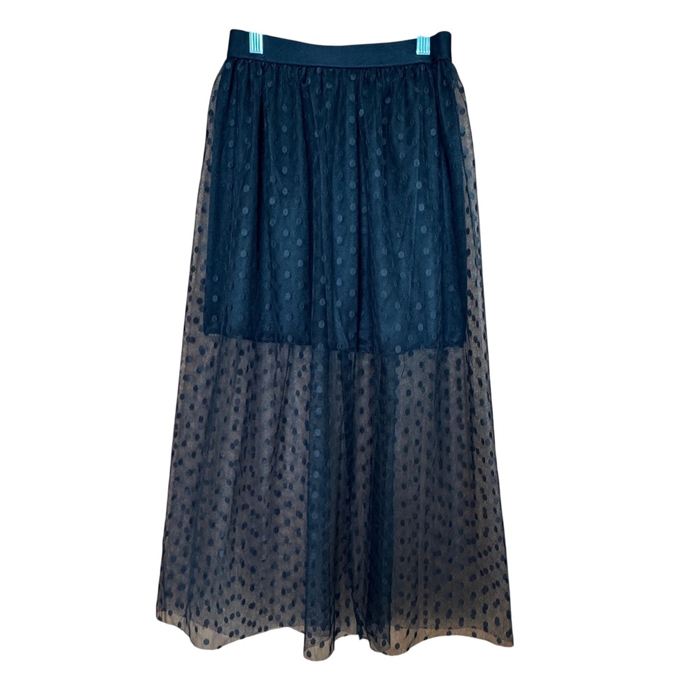 ASTR Sheer Mesh Polka Dot Tulle Maxi Skirt Small Layered Whimsigoth Dark Fairy